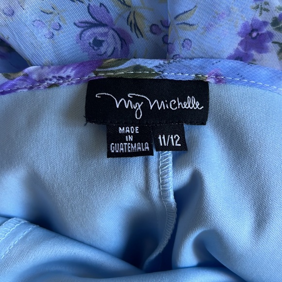 VINTAGE • Y2k Baby Blue My Michelle Strappy Floral Midi Dress - Picture 5 of 5